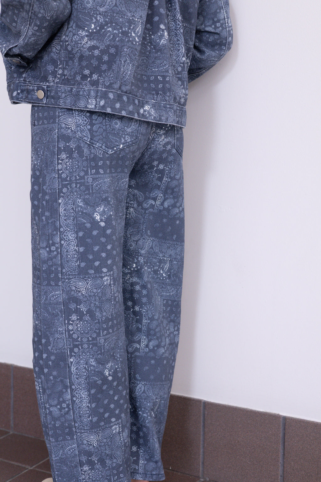 Navy Paisley Jeans