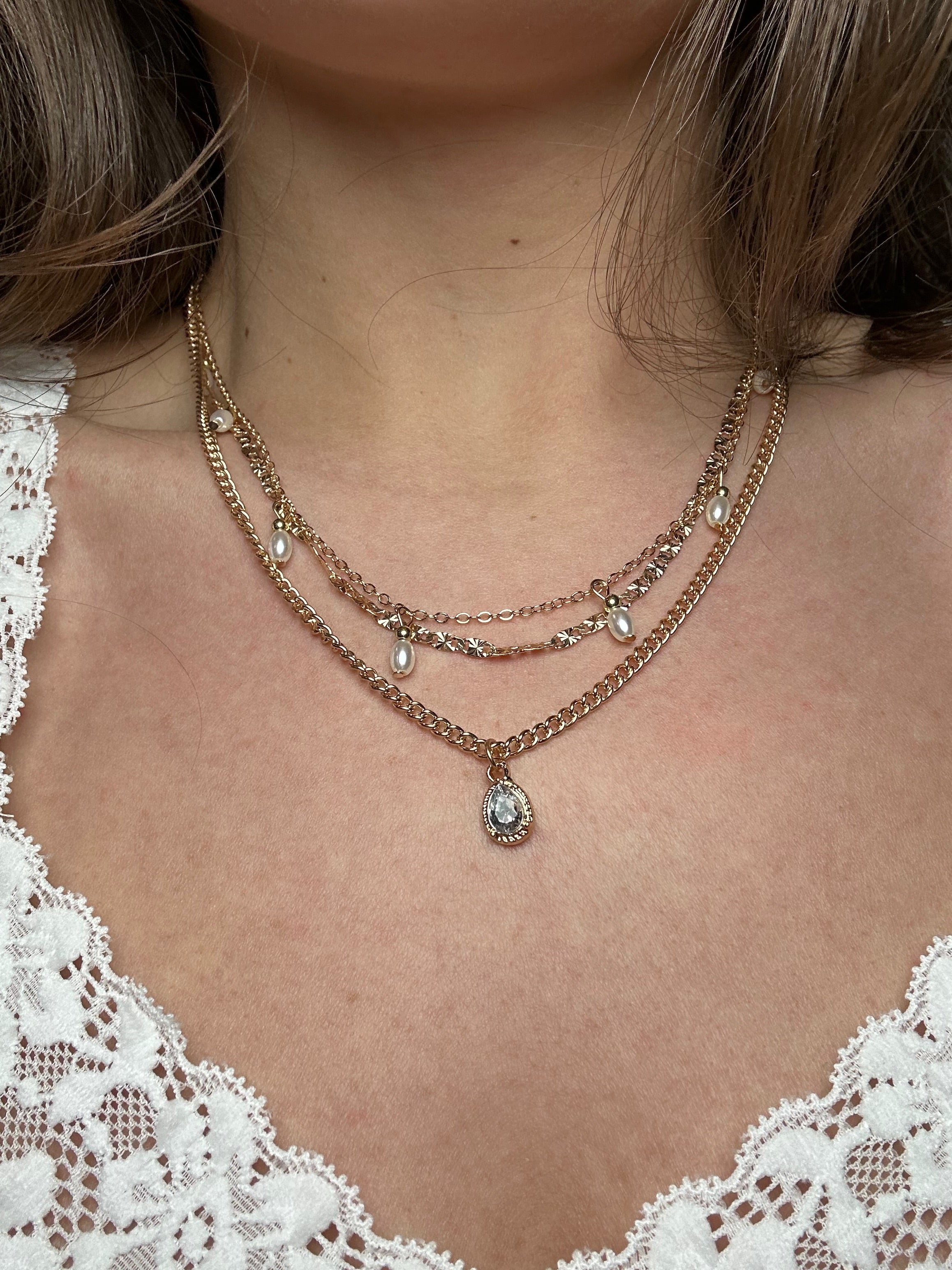Golden Pearl Layered Necklace