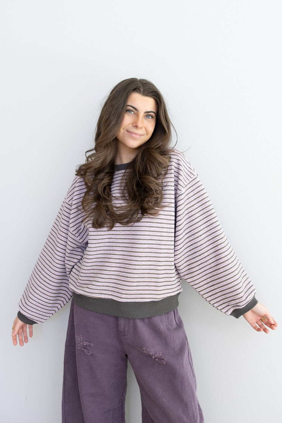 Striped Grape Crewneck