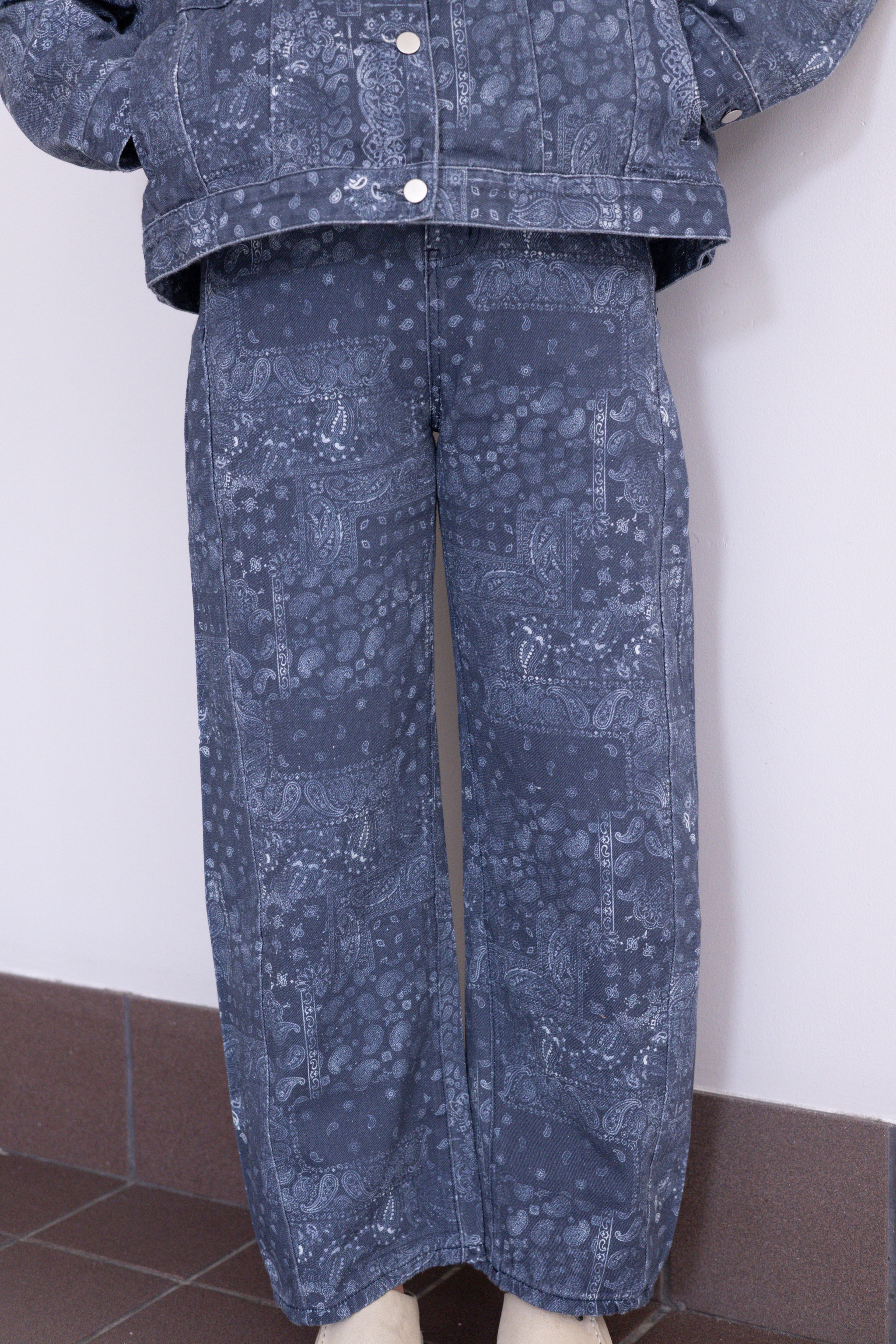Navy Paisley Jeans